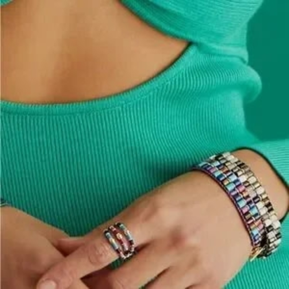 KENDRA SCOTT Bree Gold Beaded Bracelet in Neutral Mix - Picture 3 of 5